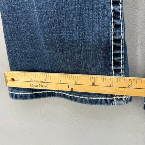 EUC Vigoss Womens Blue Jeans 5/28 Bootcut Western Embroidered Casual Biker Logo - Picture 12 of 12
